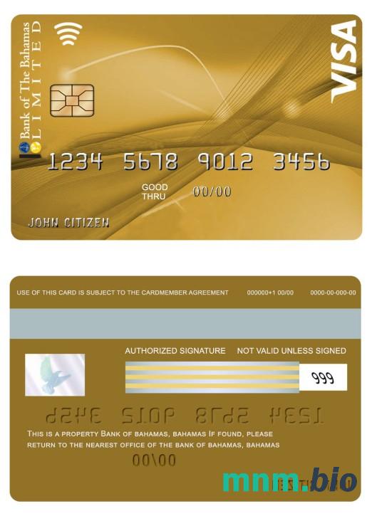 Bahamas Bank of Bahamas VISA Złoto karta with BOB My Rewards